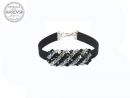 Silver Bracelet, with Silver Shade, Jet hem. crystals swarovski