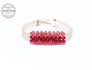 Silver Bracelet, with L.Rose, Fuchsia crystals swarovski