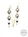 Silver Earrings Leaf Crystal