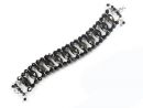 Silver Bracelet, with two lines of crystals swarovski, Jet Hem.