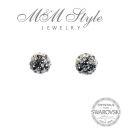 Silver Earrings 12mm - Mix Crystal, Jet Hematite