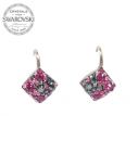 Silver Earrings - Mix Fuchsia, Jet Hematite