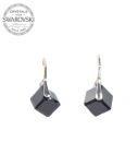 Silver Earrings Cube 8mm - Jet