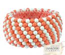 Bracelet with Swarovski pearls, Ivory and Coral