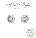 Silver Earrings 12mm - Mix Crystal AB, White Opal