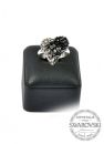 Silver Ring "Sweet Heart" 17mm - Mix Crystal, Jet Hem.