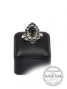 Silver Ring 19mm "Rhombus" - Jet Hematite, Crystal