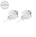 Silver Earrings Cube 8mm - Crystal