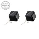 Silver Earrings Cube 8mm - Jet