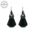 Silver Earrings Raindrop 24mm - Jet