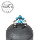 Silver Ring Flower 10mm - Aqua