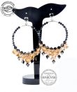 Silver earrings rings Raceme Jet Hematite, Goldеn Shadow
