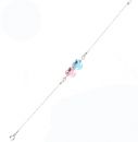 Silver Bracelet Heart 10mm - Aqua, Light Rose