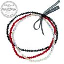 Triple bracelet 3mm - Siam, Jet Hematite, Crystal AB