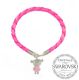 Silver bracelet with silver pendant: Pink